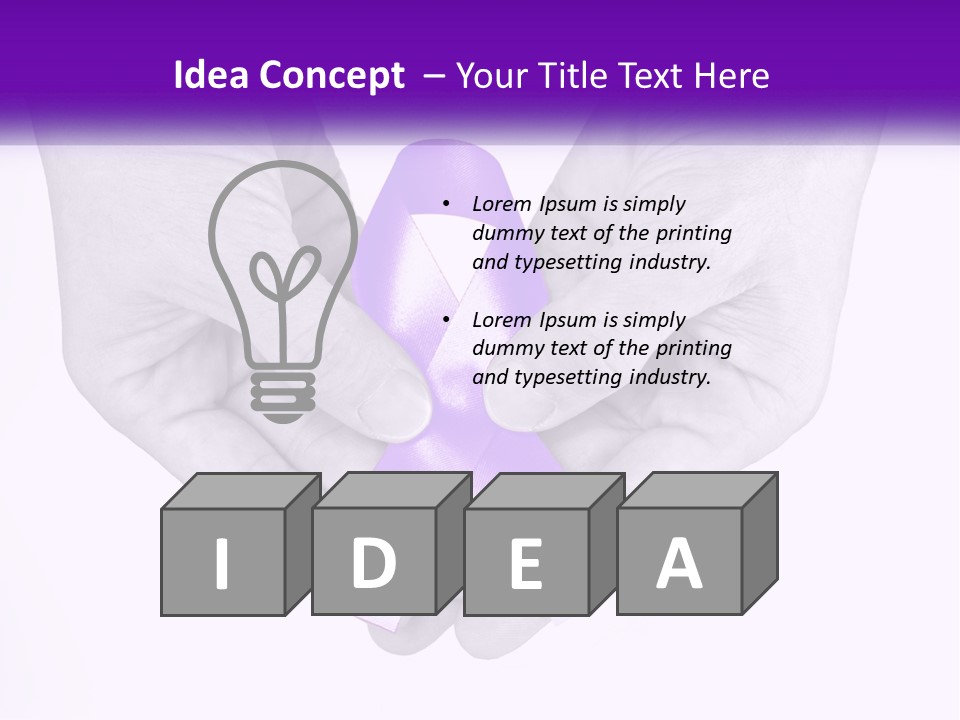 A Person Holding A Purple Ribbon In Their Hands PowerPoint Template