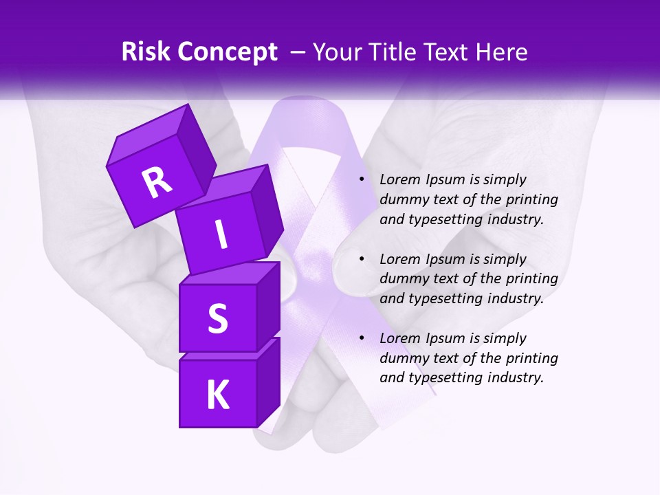 A Person Holding A Purple Ribbon In Their Hands PowerPoint Template