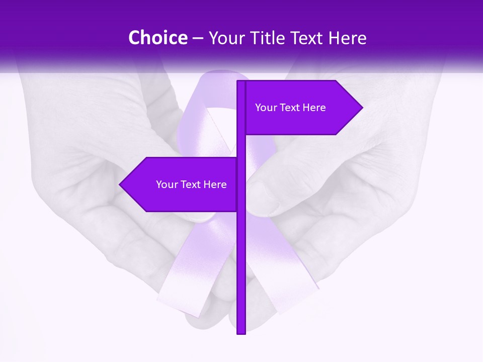 A Person Holding A Purple Ribbon In Their Hands PowerPoint Template