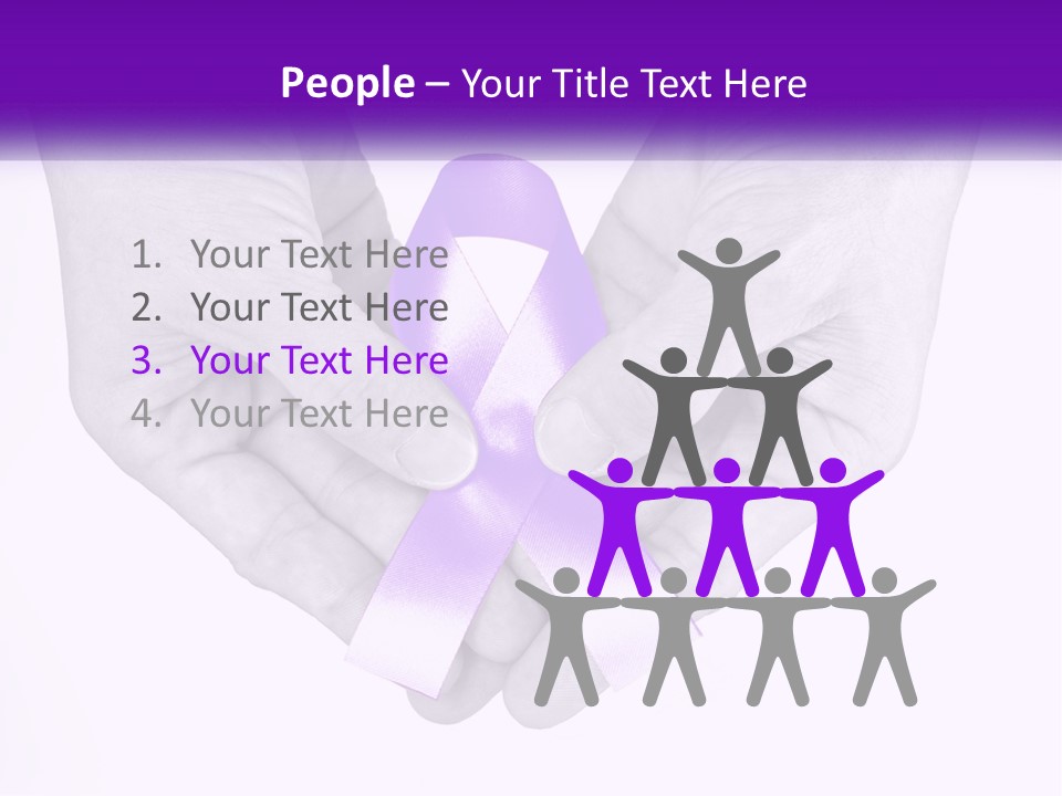 A Person Holding A Purple Ribbon In Their Hands PowerPoint Template