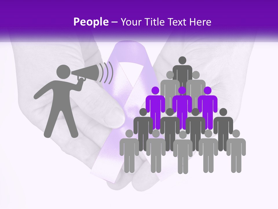A Person Holding A Purple Ribbon In Their Hands PowerPoint Template