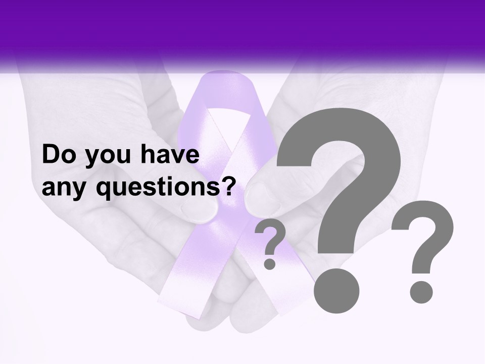 A Person Holding A Purple Ribbon In Their Hands PowerPoint Template