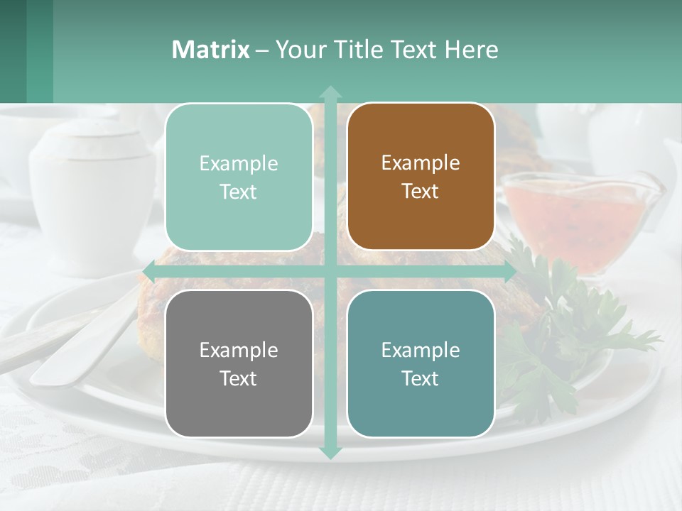 A White Plate Topped With Food Next To A Cup Of Tea PowerPoint Template