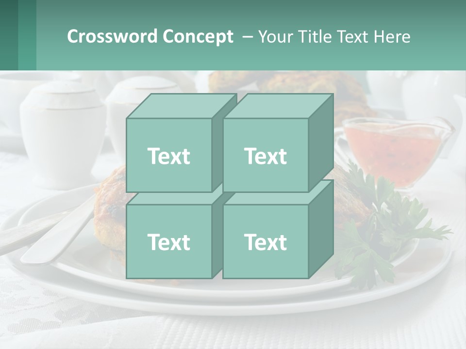A White Plate Topped With Food Next To A Cup Of Tea PowerPoint Template