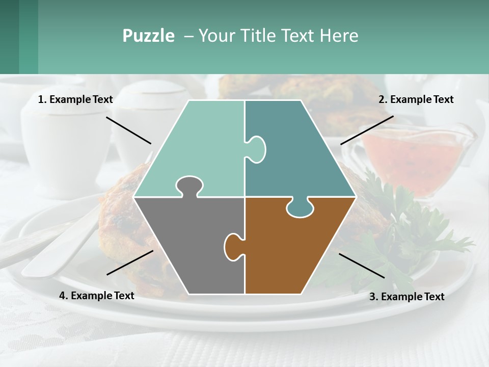 A White Plate Topped With Food Next To A Cup Of Tea PowerPoint Template