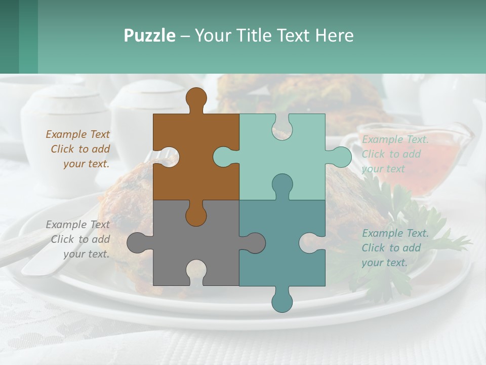 A White Plate Topped With Food Next To A Cup Of Tea PowerPoint Template