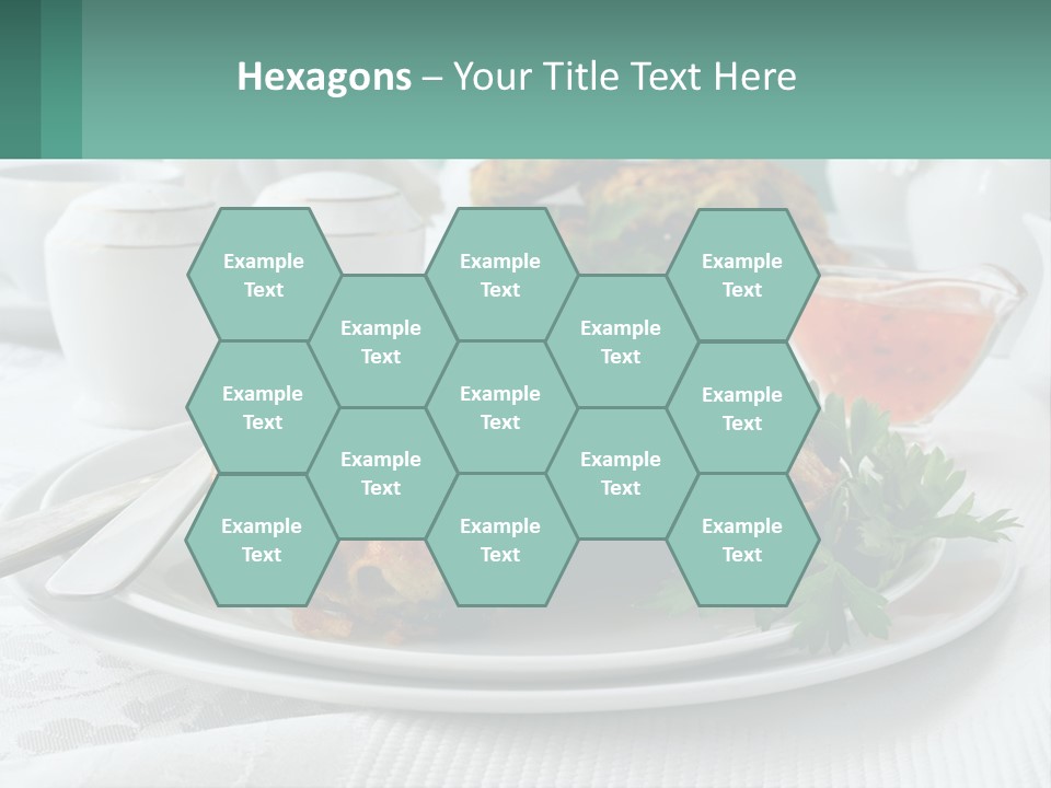 A White Plate Topped With Food Next To A Cup Of Tea PowerPoint Template