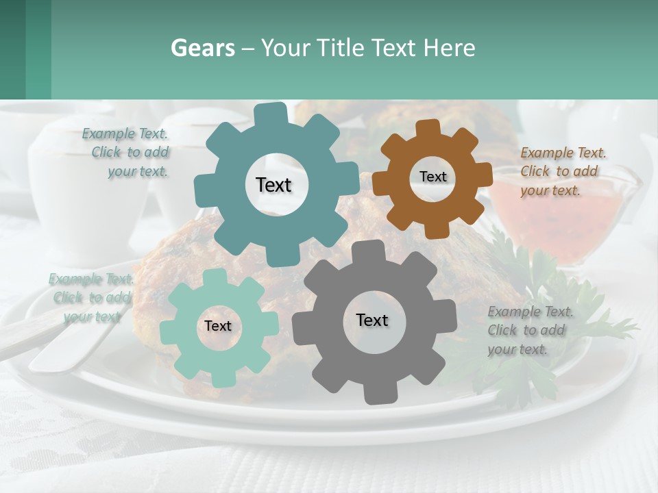 A White Plate Topped With Food Next To A Cup Of Tea PowerPoint Template