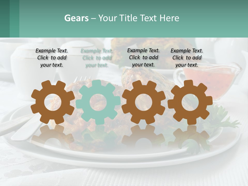 A White Plate Topped With Food Next To A Cup Of Tea PowerPoint Template