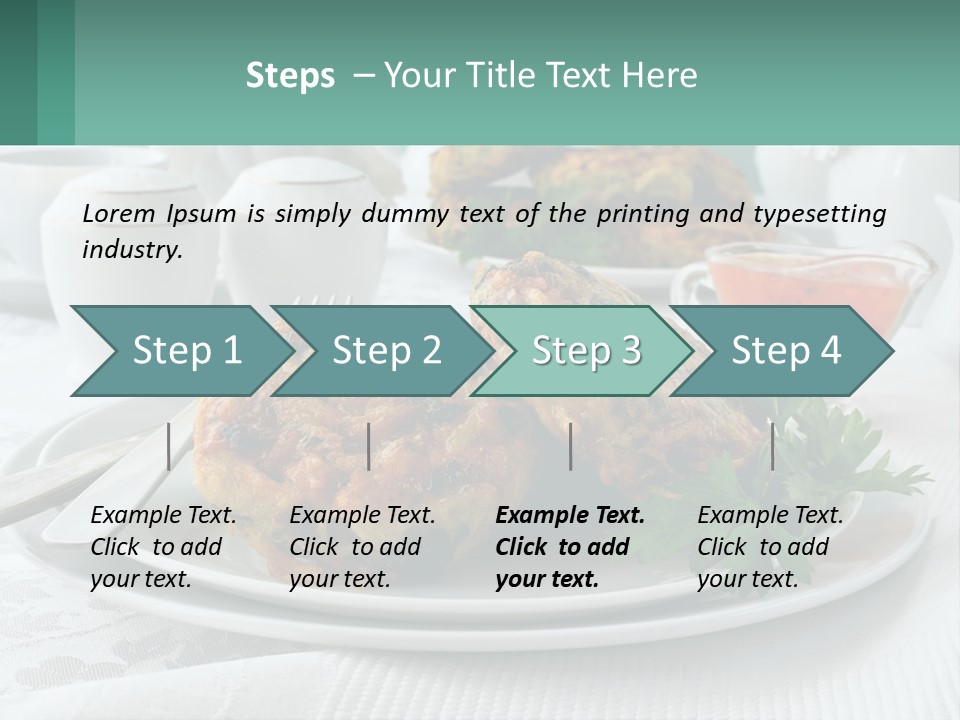 A White Plate Topped With Food Next To A Cup Of Tea PowerPoint Template