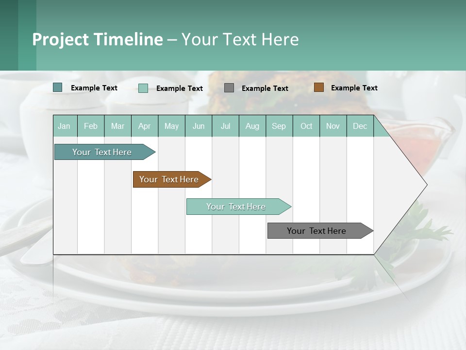 A White Plate Topped With Food Next To A Cup Of Tea PowerPoint Template