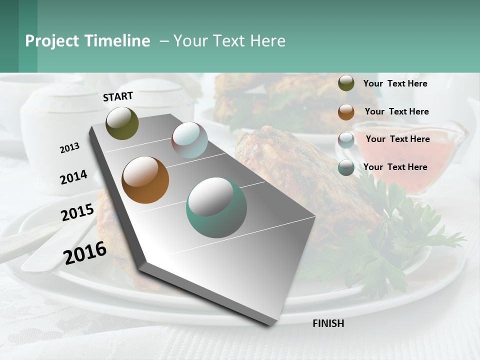 A White Plate Topped With Food Next To A Cup Of Tea PowerPoint Template
