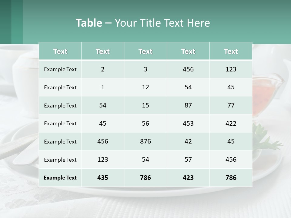 A White Plate Topped With Food Next To A Cup Of Tea PowerPoint Template