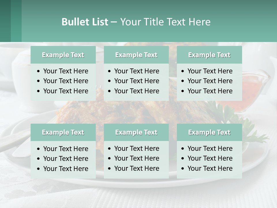 A White Plate Topped With Food Next To A Cup Of Tea PowerPoint Template