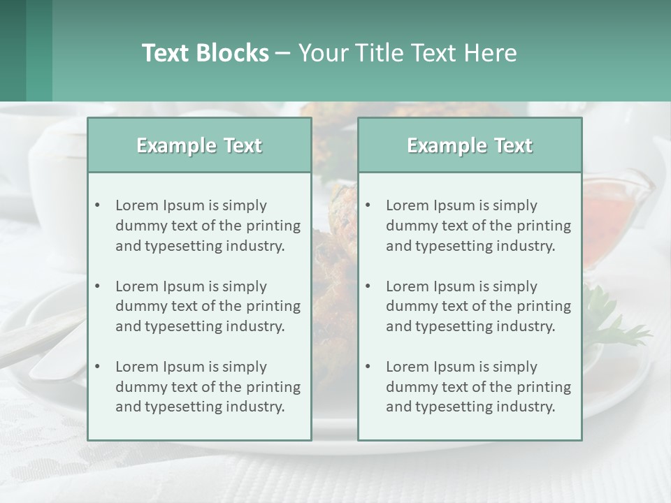 A White Plate Topped With Food Next To A Cup Of Tea PowerPoint Template