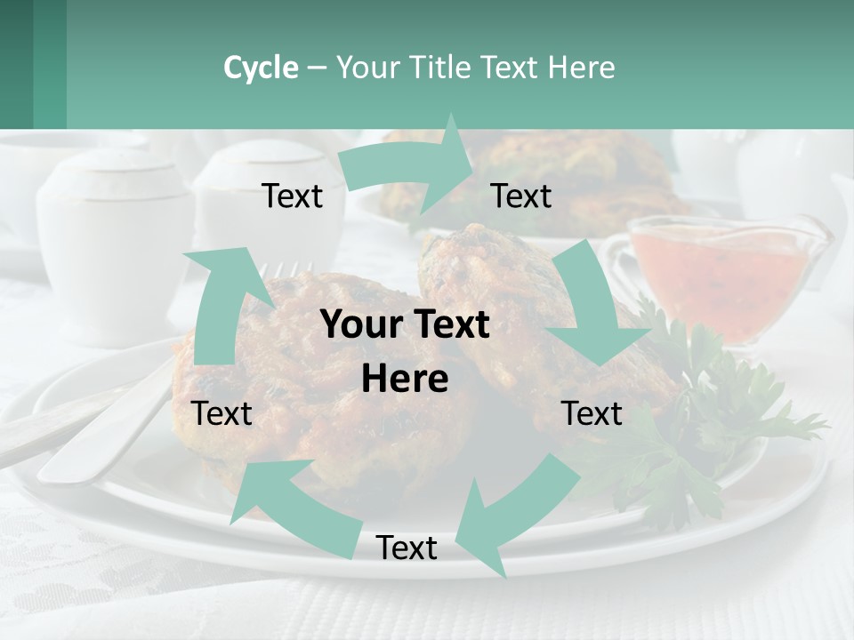 A White Plate Topped With Food Next To A Cup Of Tea PowerPoint Template