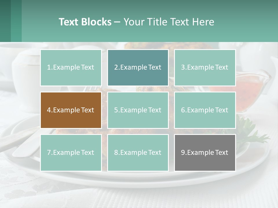 A White Plate Topped With Food Next To A Cup Of Tea PowerPoint Template