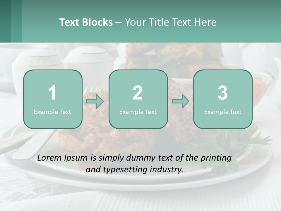 A White Plate Topped With Food Next To A Cup Of Tea PowerPoint Template