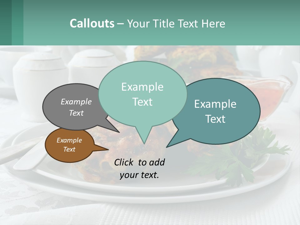 A White Plate Topped With Food Next To A Cup Of Tea PowerPoint Template