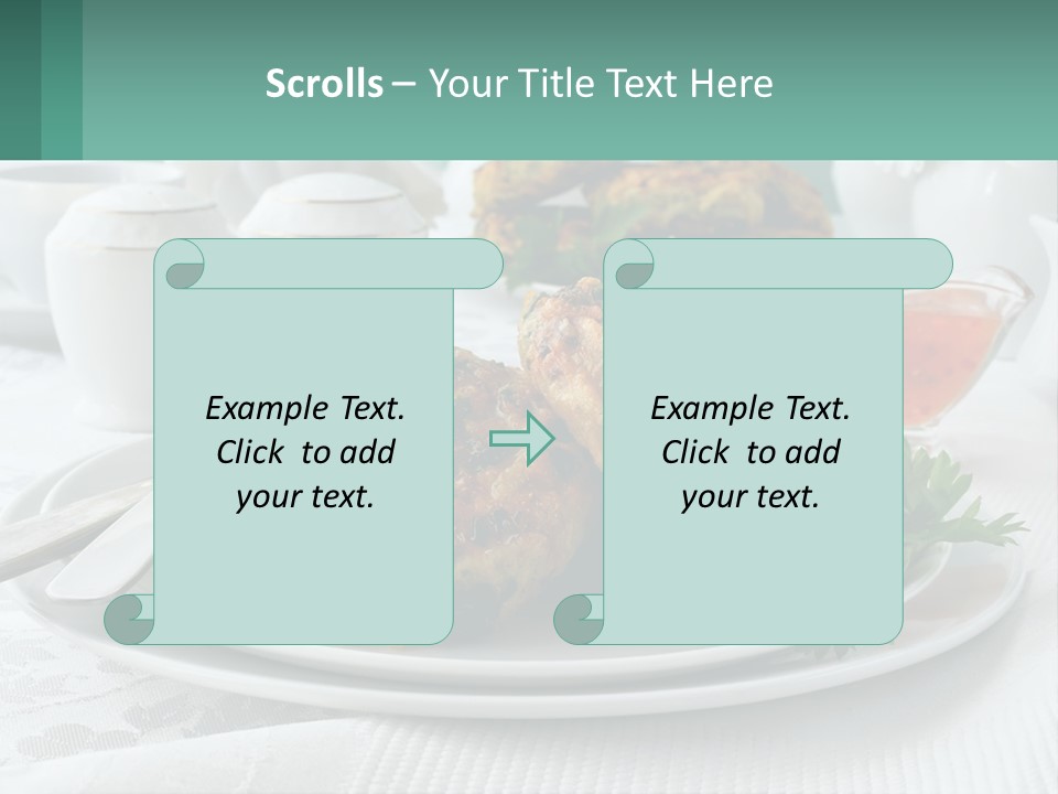 A White Plate Topped With Food Next To A Cup Of Tea PowerPoint Template