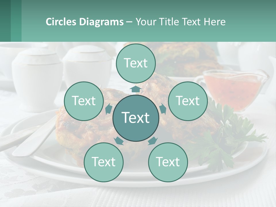 A White Plate Topped With Food Next To A Cup Of Tea PowerPoint Template