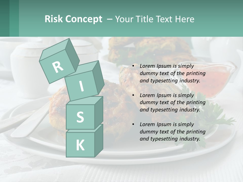 A White Plate Topped With Food Next To A Cup Of Tea PowerPoint Template