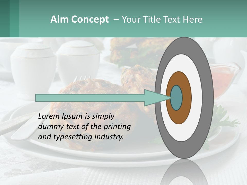 A White Plate Topped With Food Next To A Cup Of Tea PowerPoint Template