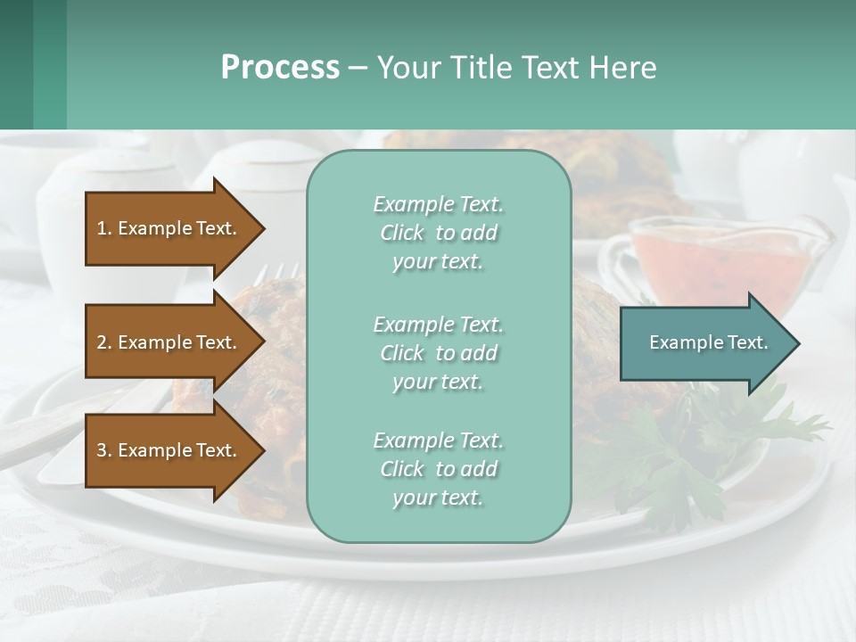 A White Plate Topped With Food Next To A Cup Of Tea PowerPoint Template