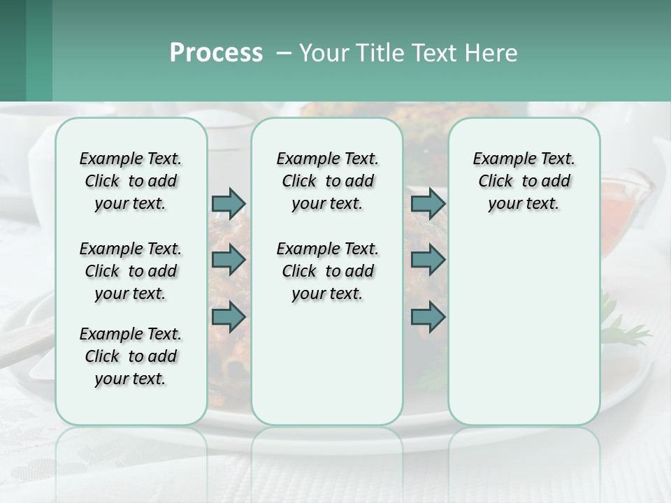 A White Plate Topped With Food Next To A Cup Of Tea PowerPoint Template