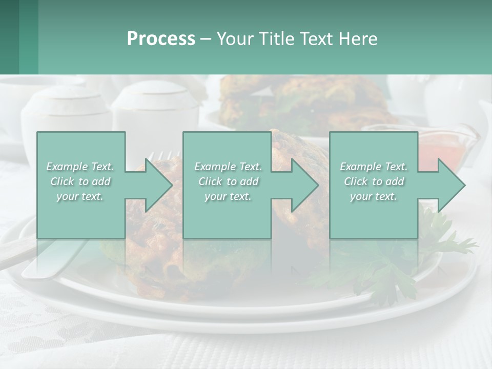 A White Plate Topped With Food Next To A Cup Of Tea PowerPoint Template