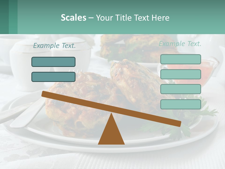 A White Plate Topped With Food Next To A Cup Of Tea PowerPoint Template