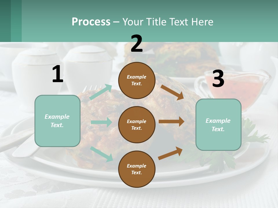 A White Plate Topped With Food Next To A Cup Of Tea PowerPoint Template