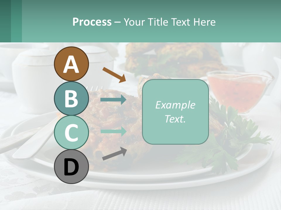 A White Plate Topped With Food Next To A Cup Of Tea PowerPoint Template