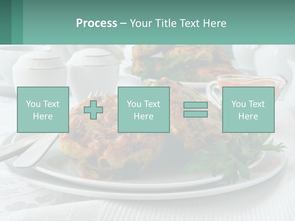 A White Plate Topped With Food Next To A Cup Of Tea PowerPoint Template