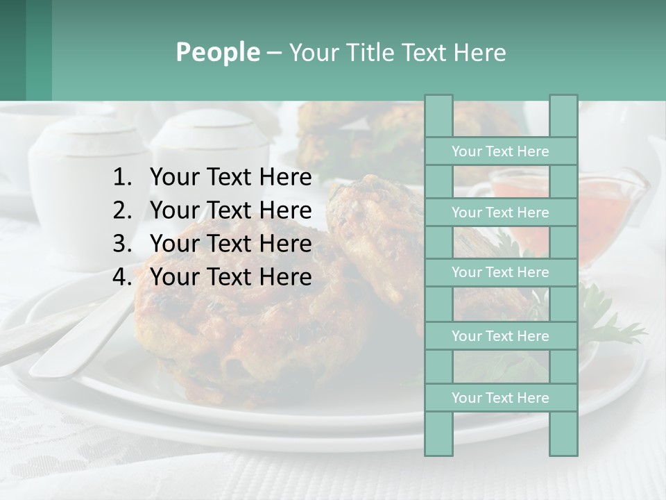 A White Plate Topped With Food Next To A Cup Of Tea PowerPoint Template