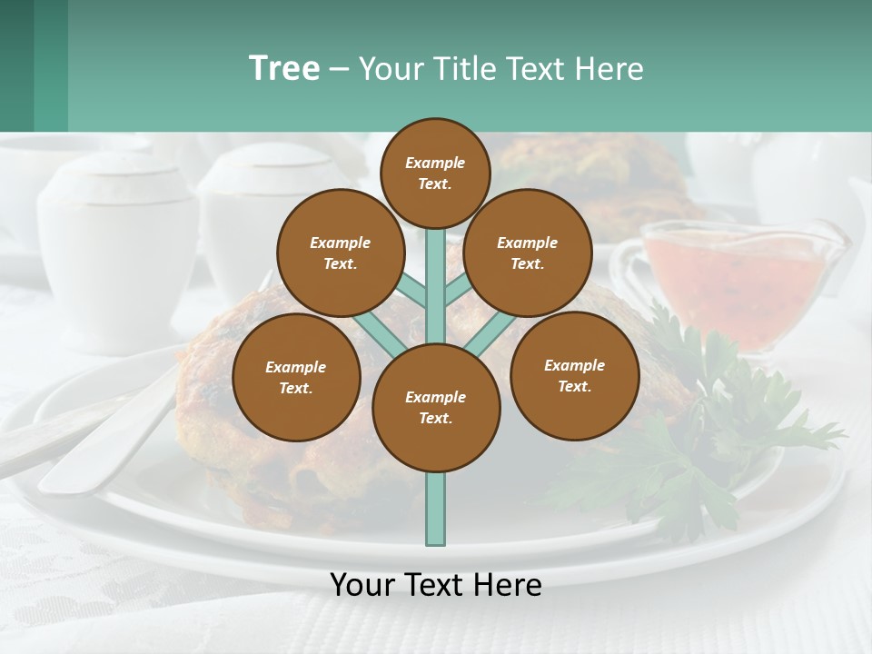 A White Plate Topped With Food Next To A Cup Of Tea PowerPoint Template