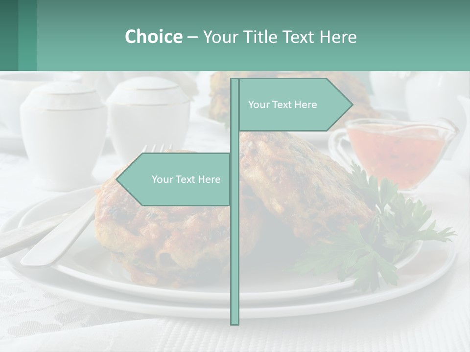 A White Plate Topped With Food Next To A Cup Of Tea PowerPoint Template