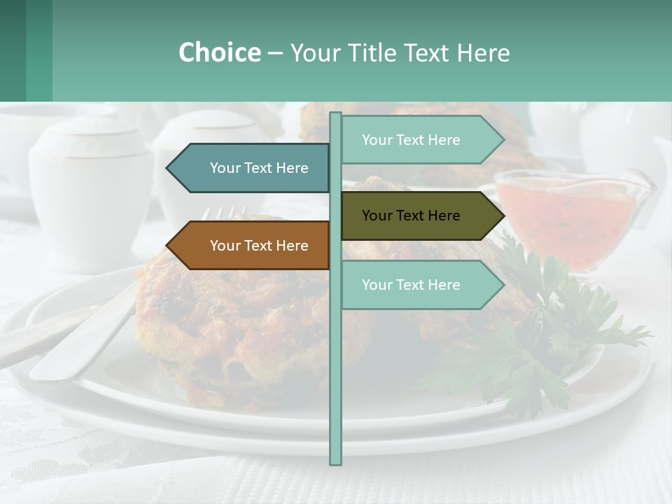 A White Plate Topped With Food Next To A Cup Of Tea PowerPoint Template