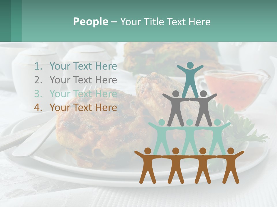 A White Plate Topped With Food Next To A Cup Of Tea PowerPoint Template