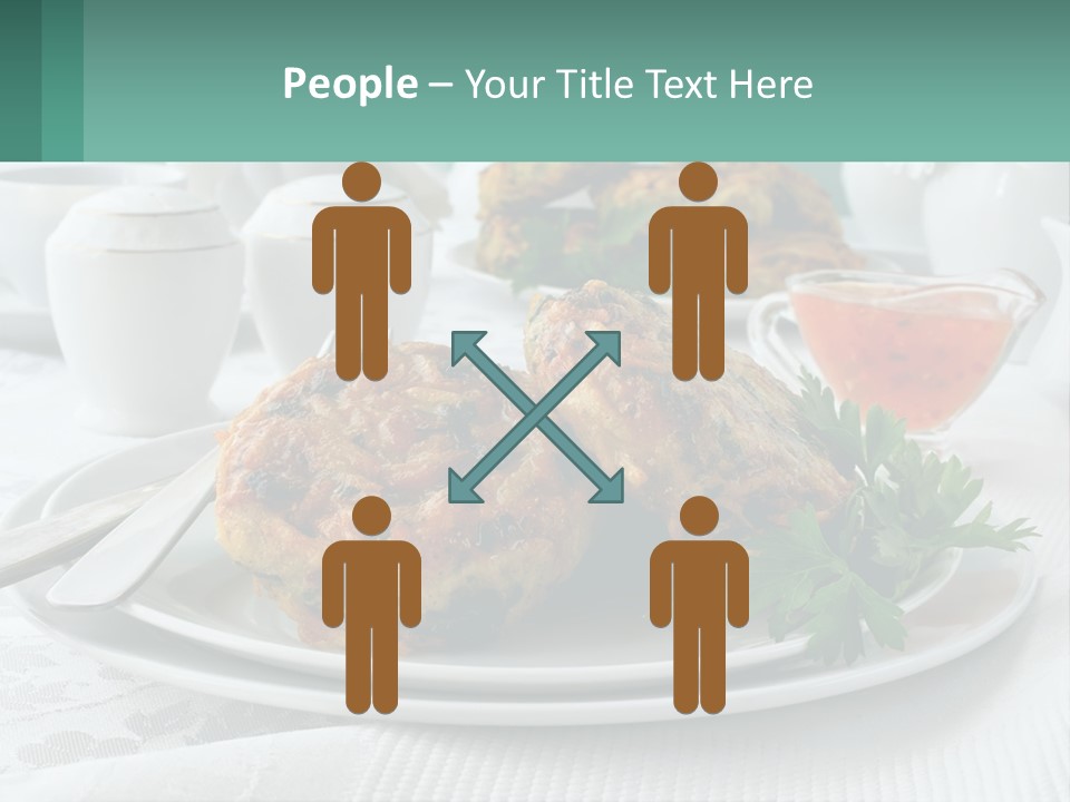 A White Plate Topped With Food Next To A Cup Of Tea PowerPoint Template