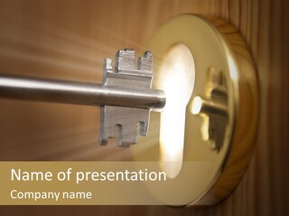 A Key On A Door With A Light Coming Out Of It PowerPoint Template