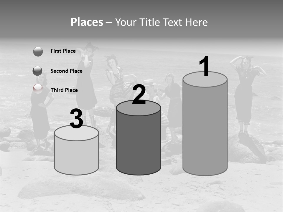 A Group Of Women Standing On Top Of A Beach PowerPoint Template