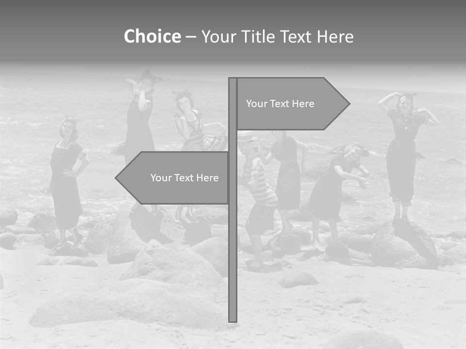 A Group Of Women Standing On Top Of A Beach PowerPoint Template