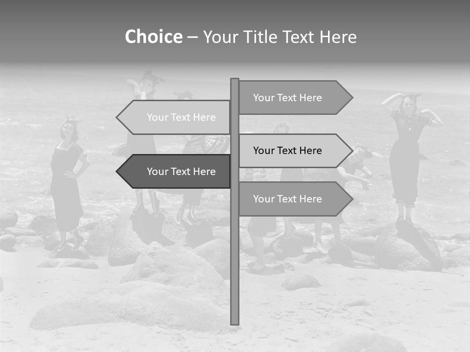 A Group Of Women Standing On Top Of A Beach PowerPoint Template