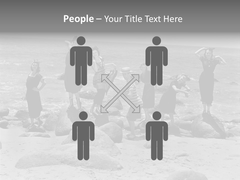 A Group Of Women Standing On Top Of A Beach PowerPoint Template