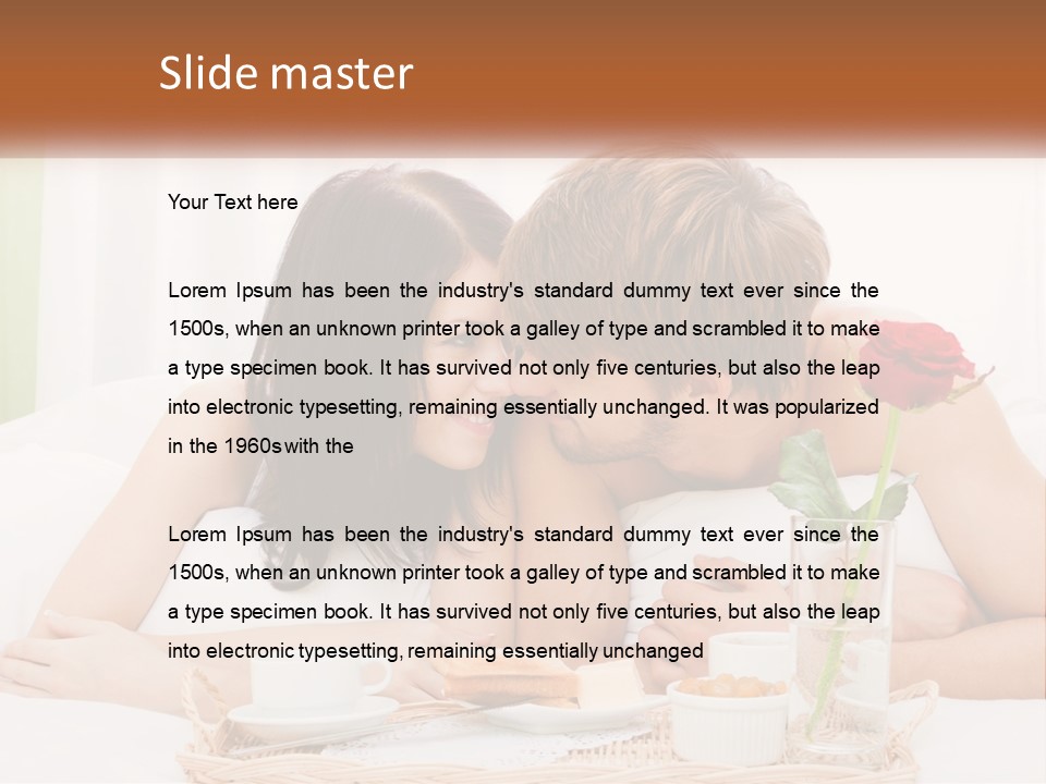 A Man And Woman Laying In Bed With A Rose PowerPoint Template