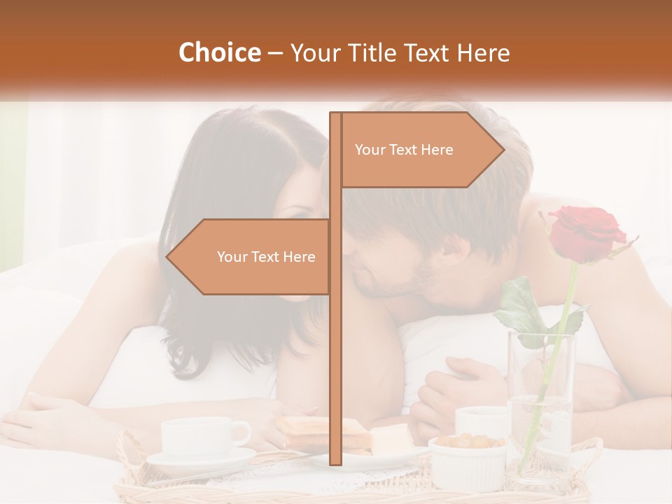 A Man And Woman Laying In Bed With A Rose PowerPoint Template