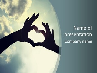 Two Hands Making A Heart Shape With The Sky In The Background PowerPoint Template