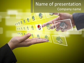 A Person Touching A Button On A Touch Screen PowerPoint Template