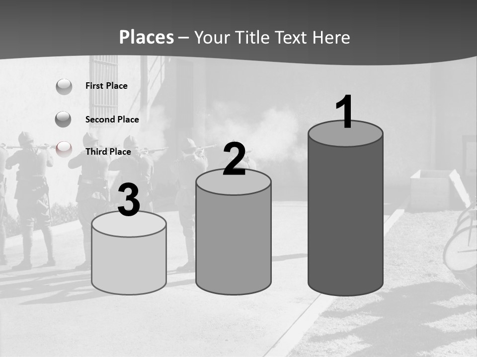 A Group Of Soldiers Standing In Front Of A Building PowerPoint Template